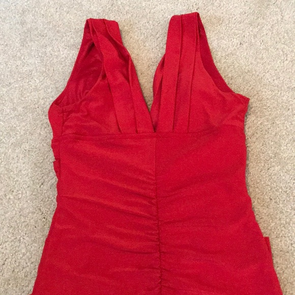 Red Ruched Bodycon Dress Cocktail Small Worn Once - Picture 4 of 4